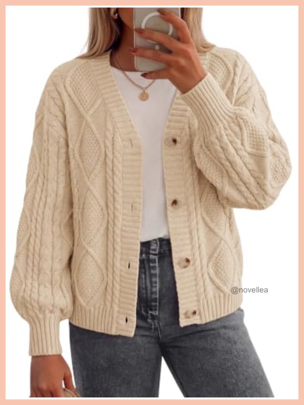 Chunky Cable Knit Open Front Cardigan Sweater for Women Oversized